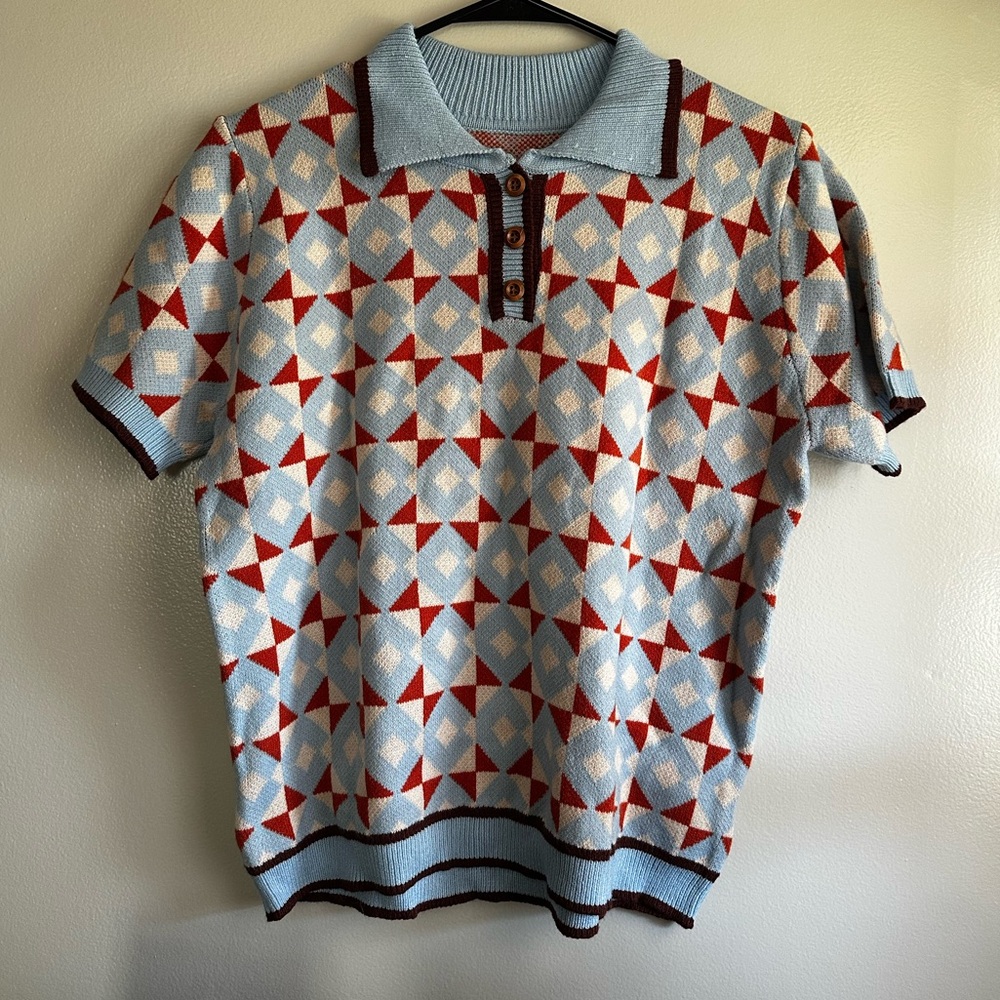 Geometric Pattern Polo Shirt